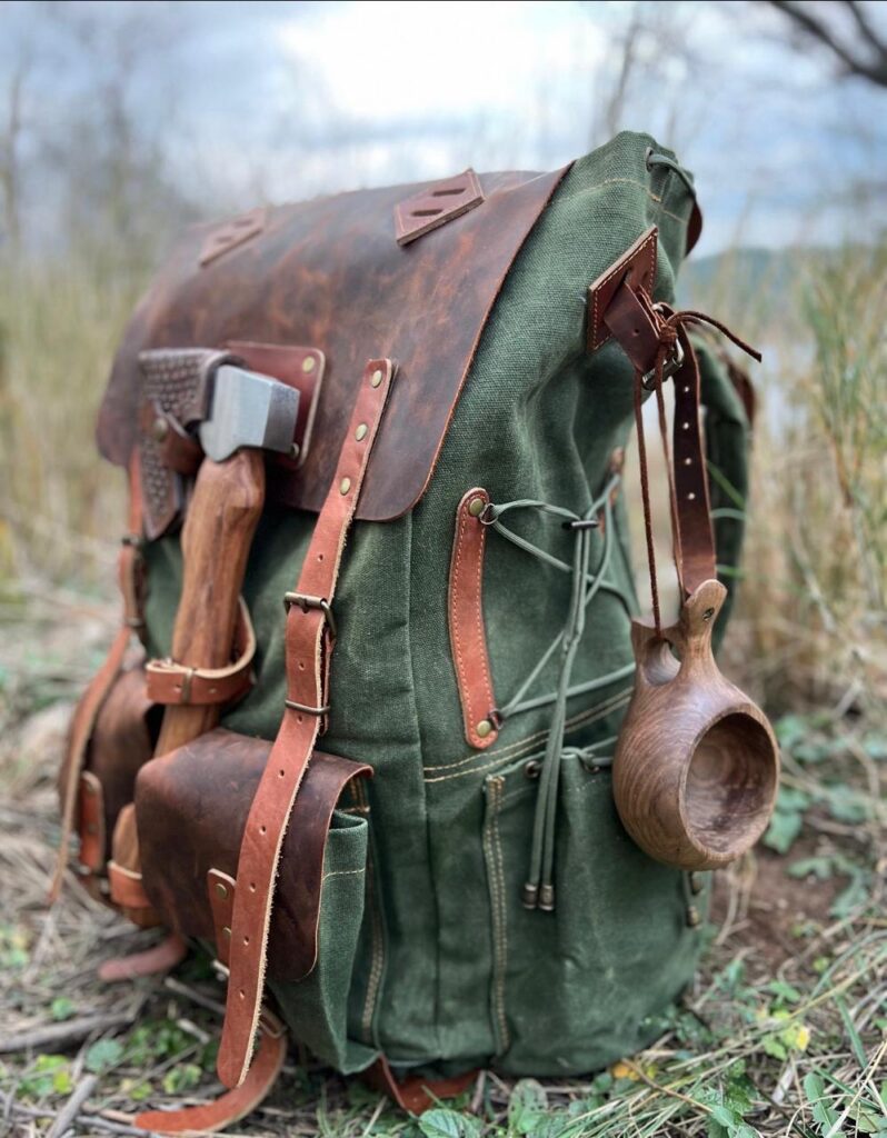 Bags Rucksack made from heavy cotton canvas fabric