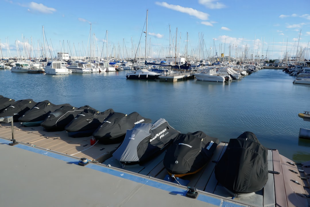 Jet skis with polyester fabric covers
