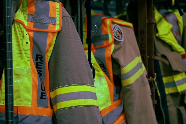 Safety workwear on a rack